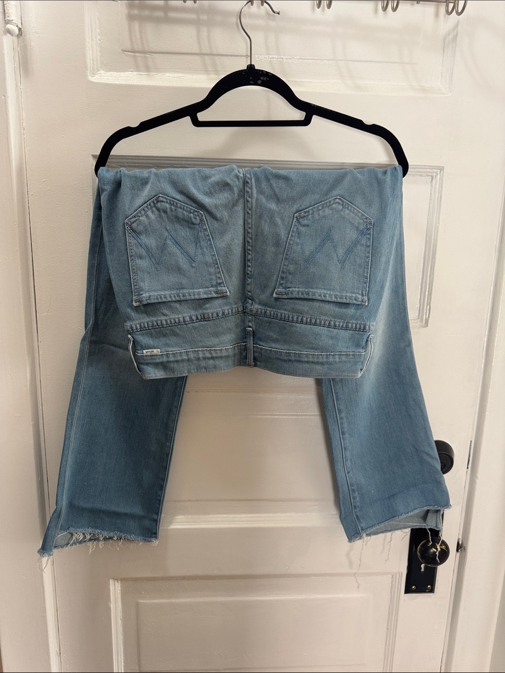 MOTHER Light Wash Cropped Wide-Leg Jeans
